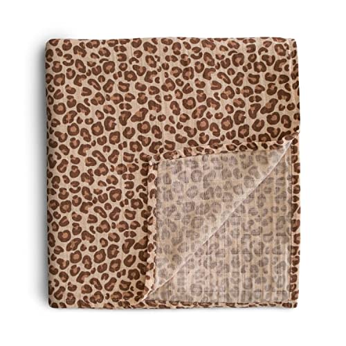 mushie Muslin Baby Swaddle Blanket | 100% Organic Cotton (Leopard)