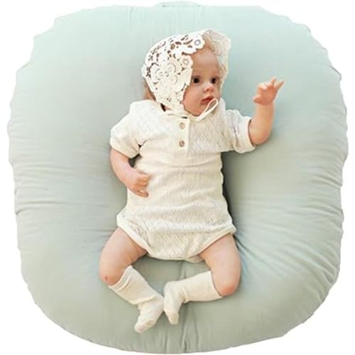 Baby Feeding Pillow Infant Feeding Pillow with Removable Cover,Soft Newborn Bed for Bottle Feeding,Burping (Green, 27.56inch*27.56inch)