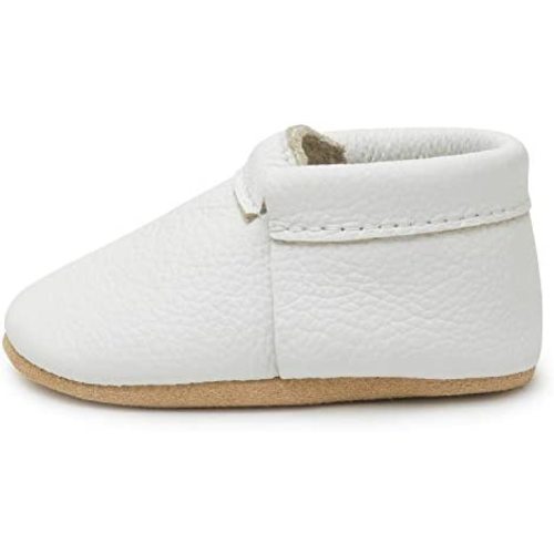 BirdRock Baby Fringeless Moccasins - Genuine Leather Boys and Girls Shoes for Newborns, Infants, Babies, Toddlers