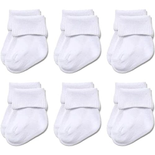 EPEIUS Baby Socks Unisex-Baby Seamless Turn Cuff Socks Cotton Rich Booties Socks 6 Pairs Pack Newborn Infant Toddlers