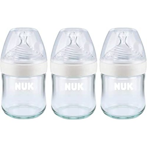 NUK Simply Natural Glass Baby Bottles, 4 oz, 3 Count (Pack of 1)