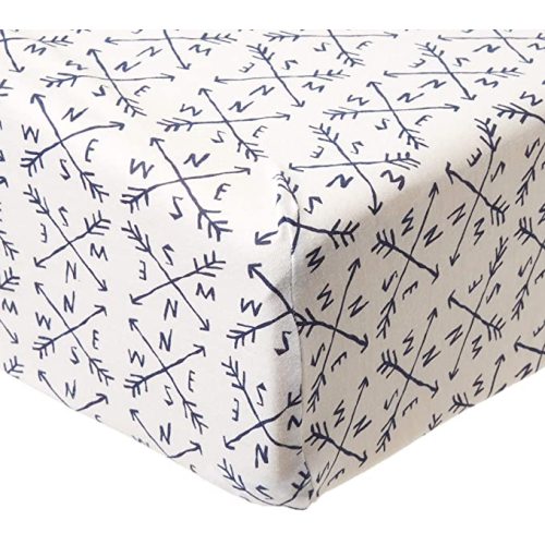 HonestBaby Organic Cotton Fitted Crib Sheet, Compass, One Size