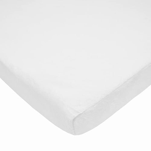 American Baby Company Heavenly Soft Chenille Fitted Mini Crib Sheet 24" x 38", Warm and Cozy Chenille Portable Sheet, White, for Boys and Girls, Fits Most Pack N Play Mattresses