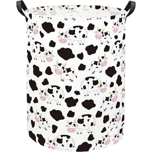 Cow print Laundry Basket Baby Laundry Basket Nursery Hamper Kids Baby Laundry hamper for Boys and Girls Cute Toy Storage Bin Cow Room Decor(Cow)