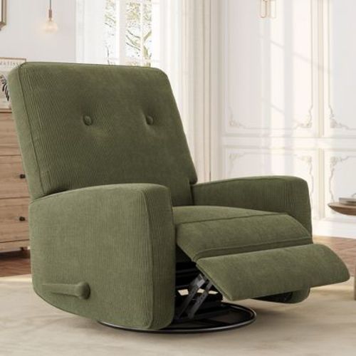 Garvee 360° Swivel Rocker Recline for Adults, Glider Rocking Recliner Nursery Chair for Living Room, Bedroom, Office, Corduroy, Green
