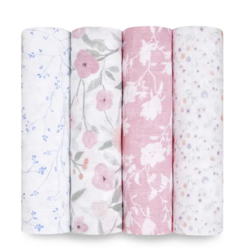 Floral Cotton Muslin Swaddles 4pk | aden + anais