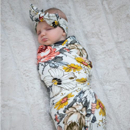 Baby Swaddle Set: Vintage Floral – Lila