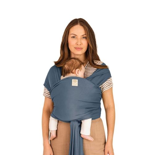 LÍLLÉbaby Dragonfly Wrap Ergonomic Baby Wrap Carrier for Newborns & Infants, Adjustable Infant Carrier for Babies 8-30 lbs - Bluestone
