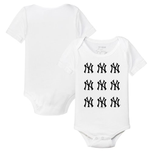 New York Yankees Tiny Turnip Infant Logo Grid Bodysuit - White