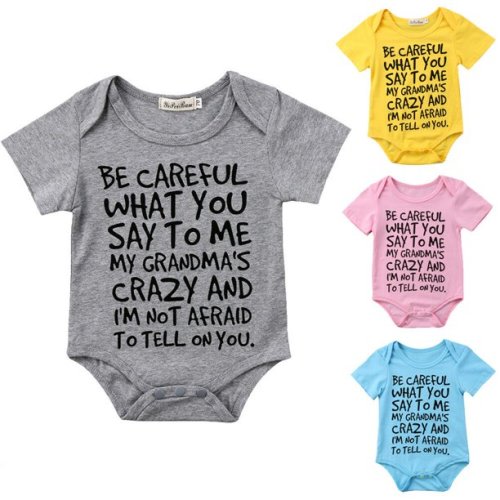 Luethbiezx Newbron Baby Boy Girls Toddler Grandma Romper Jumpsuit Bodysuit Clothes Outfits