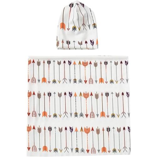 Galabloomer Newborn Swaddle Blanket with Beanie Set Baby Boy Receiving Blanket White Arrow