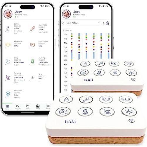 Talli Daily One-Touch Baby Tracker - Baby Monitor to Log Feedings, Diapers, Sleep & More - Electronic Journal Links to Mobile App for Real-Time Baby Monitoring & Tracking - Alexa
