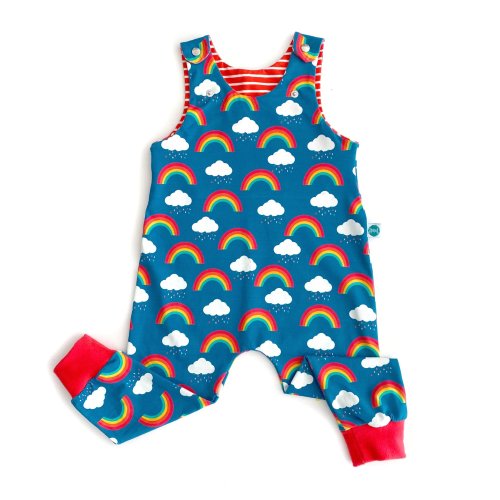 Rainbow Organic Dungarees | Kids Unisex Romper | Baby Dungarees