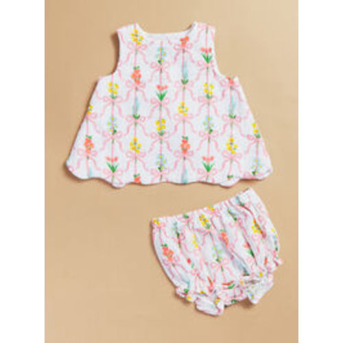 Taffeta Bouquet Top and Bloomer Set in Multi | 6-12mos