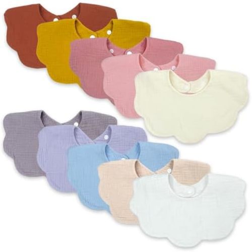 Baby Bibs Muslin Bibs for Baby Girl Boy for Drooling and Teething 10 Pack