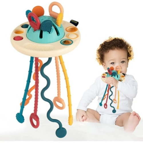 Vanmor Sensory UFO Pulling Toy, Baby Toys 6 to 12 Months, Montessori Toys for 6-12 Months Girls Boys, Baby Travel Essentials Fine Motor Skills Toys for 1 Years Old Boys Girl 1st Birthday Gift