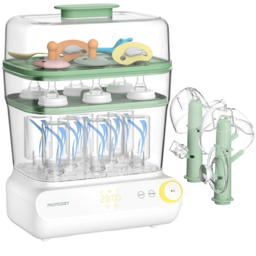 Momcozy 3 Layers Large Bottle Sterilizer and Dryer, Fast Sterilize and Dry, Universal Bottle Sterilizer for All Bottles & Breast Pump Accessories, Touch Screen & Auto-Off Bottle Sanitizer