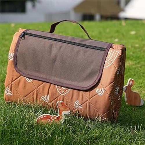 Extra Large Picnic Blankets Waterproof Picnic Mat 79"x79" Foldable Outdoor Picnic Blanket for Camping on Grass, 3 Layer Thick Outdoor Rug for Beach Hiking, Handy Mat Tote with Zipper Pocket & 4 Stakes