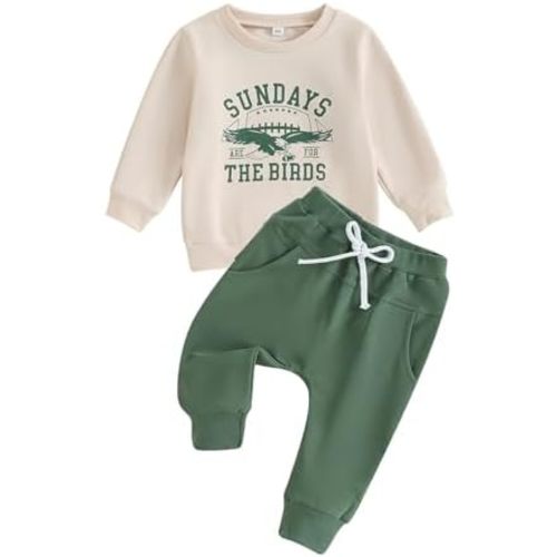 Toddler Baby Football Outfits Sundays are for The Birds Sweatshirt Top Pants Set Cute Fall Clothes