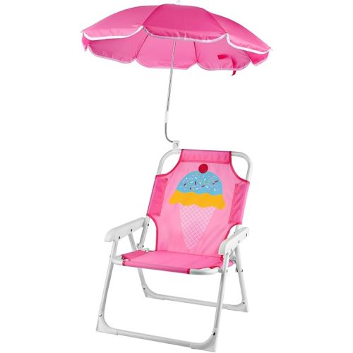 PLULON Kids Beach Chair with Umbrella Folding Lawn and Camping Chair with Summer Shade for Beach, Pool, Travel and Outdoor (for 1-5 Years Old)