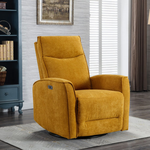 Dickie 29.1'' Wide Modern and Soft Touch Fabric Swivel and Glider Power Recliner Chair with USB Port