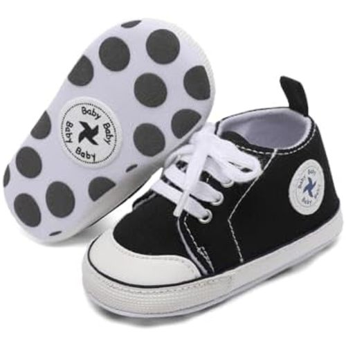 Baby Girls Boys Shoes Soft Anti-Slip Sole Newborn First Walkers High Top Canvas Denim Unisex Infant Sneaker