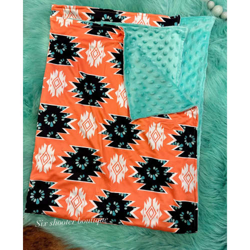 Squash Aztec baby Minky blanket