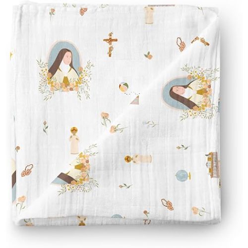 Be A Heart Muslin Swaddle Blanket, Baby Cotton Blanket, Baptism Gift