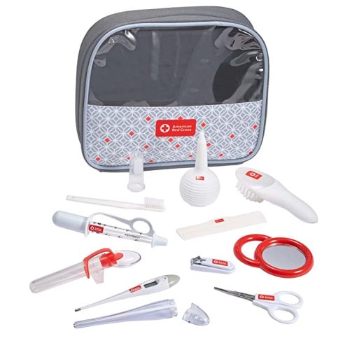 American Red Cross Deluxe Health and Grooming Kit| Infant and Baby Grooming | Infant and Baby Health | Thermometer, Medicine Dispenser, Comb, Brush, Nail Clippers and More with Convenient Tote - Healthcare and Grooming Set