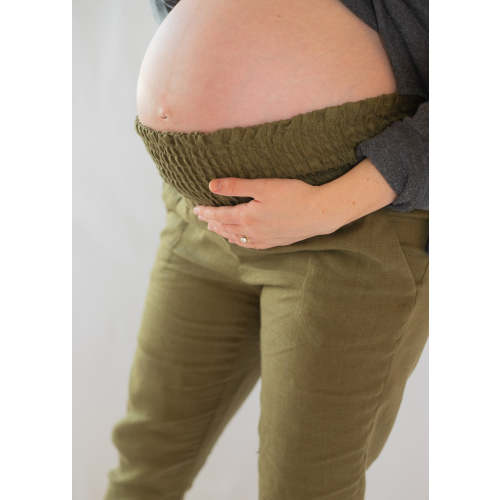 Smocked Linen Pant in Olive XS-3XL | Everyday Maternity Pants | EMME