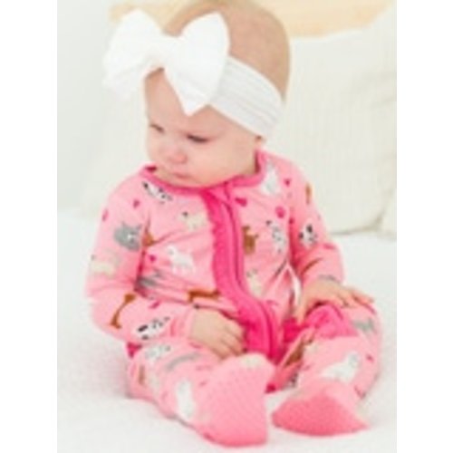 Ruffle One Piece Footie Pajama, Bamboo Viscose