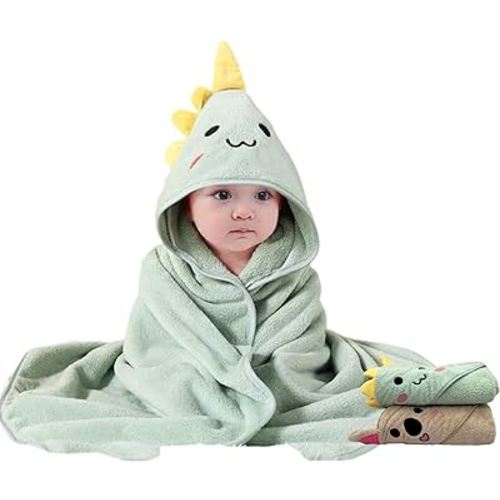 Hooded Baby Towels, 2 Packs Premium Soft Baby Bath Towels with Hood for Babies, Toddler, Infant - Ultra Absorbent, Baby Stuff Shower as Best Gifts for Boys and Girls (2Pack)