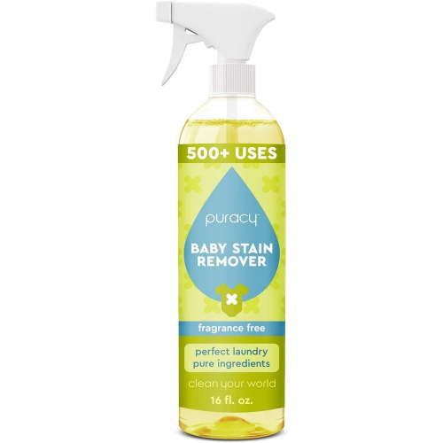 Puracy Natural Baby Laundry Stain & Odor Eliminator, Enzyme-Based Clothing Detergent, Free & Clear, 16 Oz