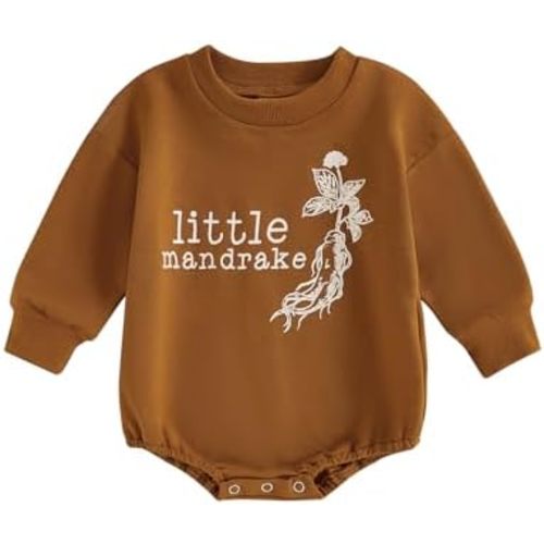 Gueuusu Unisex Baby Boy Girl Halloween Outfit Little Mandrake Bodysuit Long Sleeve Bubble Romper Magic Baby Outfit