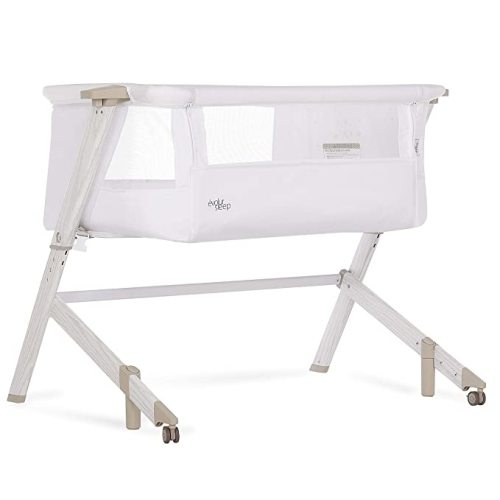 Evolur Stellar Bassinet and Bedside Sleeper, Easy to Fold and Carry, Lightweight and Portable Baby Bassinet, Height Adjustable, Mattress Pad Included, White