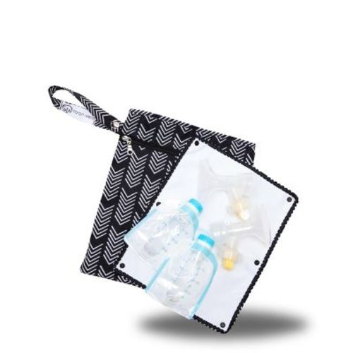 Sarah Wells Pumparoo Wet/Dry Bag – Compact Pump Parts Organizer with Waterproof Compartment & Staging Mat – Machine Washable Black XOXO
