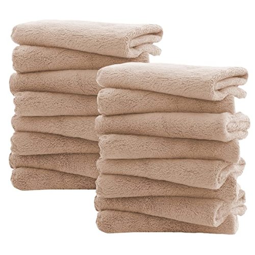Spotted Play 16 Pack Burp Cloths for Baby - 20" by 10" Ultra Absorbent Burping Cloth, Newborn Towel - Milk Spit Up Rags - Burpy Cloths for Unisex, Boy, Girl - Burp Cloths Set (Brown) - 16 Piece Set