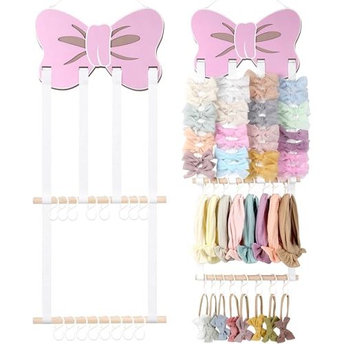 POVETIRE Headband Holder - Bow Hair Accessories Organizer, Storage Wall Hanging Display for Nursery, Toddler Girls Room