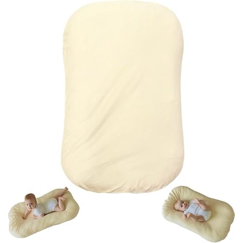 Snuggle Style Baby Nest, Baby Lounger, Organic Cotton Lounger for Baby, Breathable Portable Secure - Snuggle Collection (Cream)