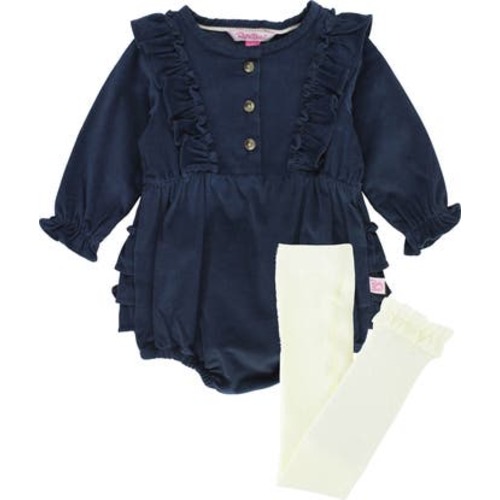 Cotton Corduroy Bubble Romper & Leggings Set, 0-3M