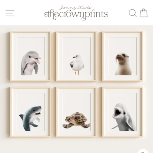 Sea Animals Set of 6 Nursery Decor Art Prints