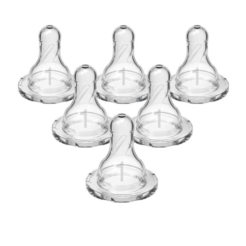 Dr. Brown’s Natural Flow Level 1 Narrow Baby Bottle Silicone Nipple, Slow Flow, 0m+, 100% Silicone Bottle Nipple, 6 Count (Pack of 1)