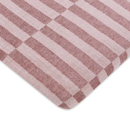 Babyletto MIDI Crib Sheet in GOTS Certified Organic Muslin Cotton- Maroon Stripe