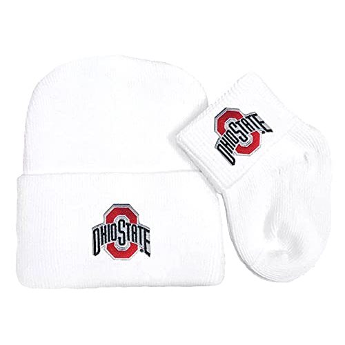 Future Tailgater Ohio State Buckeyes Newborn Baby Knit Cap and Socks Set White