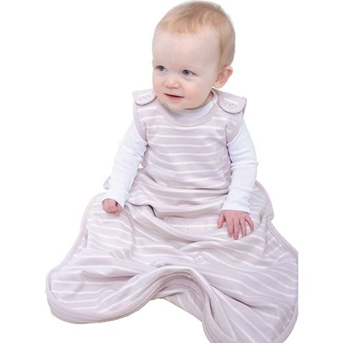 Woolino Ultimate Baby Sleep Sack - 4 Season Baby Wearable Blanket - Two-Way Zipper Adjustable Sleeping Bag - Merino Wool and Organic Cotton - Universal Size (2-24 Months) - Lilac