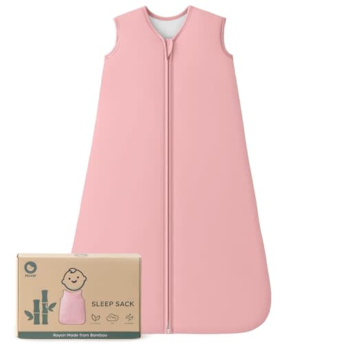 FILLEEP Rayon Made From Bamboo Baby Sleep Sack, SuperSoft 6-12 Months 1.0 Tog Baby Wearable Blanket, Sleeping Sack for Toddler Infant with 2-Way Zipper, Lightweight & Roomy, Pink