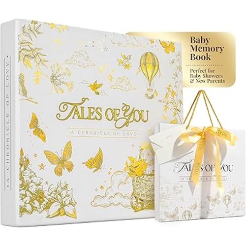 Baby Memory Book Boy Or Girl - Baby Book Keepsake - Scrapbook Album Journal First 5 Years Milestone Childhood Story New Parents Shower Gifts Elegant Durable Unique Modern Design Cherish Baby Memories