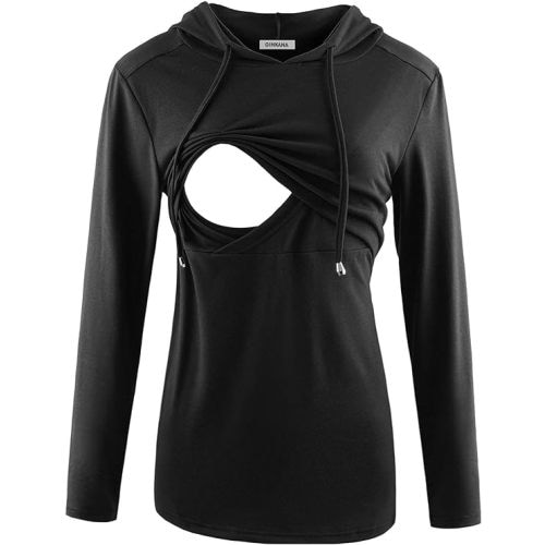 GINKANA Women's Nursing Hoodie Sweatshirt Long Sleeves Breastfeeding Maternity Tops Casual Clothes