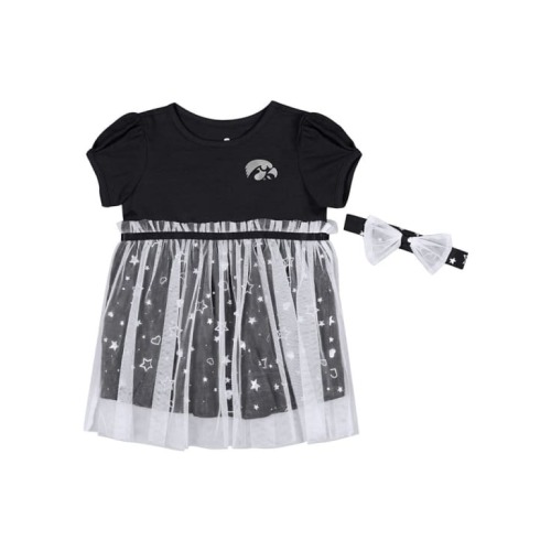 Colosseum Baby Girls BLACK Iowa Hawkeyes Star League Short Sleeve Dress - 150320368