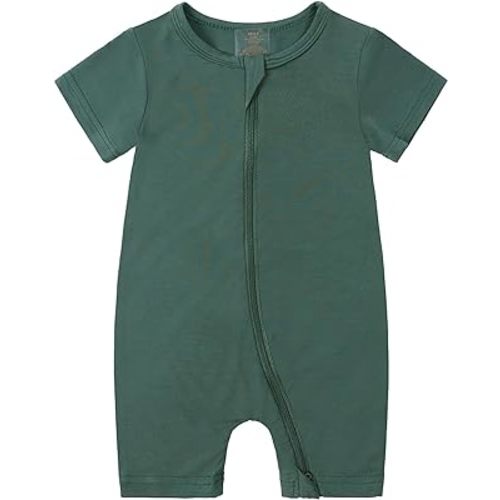 Exemaba Unisex Baby Short Sleeve Romper Bamboo Rayon Zipper Summer Jumpsuit Sleep and Play